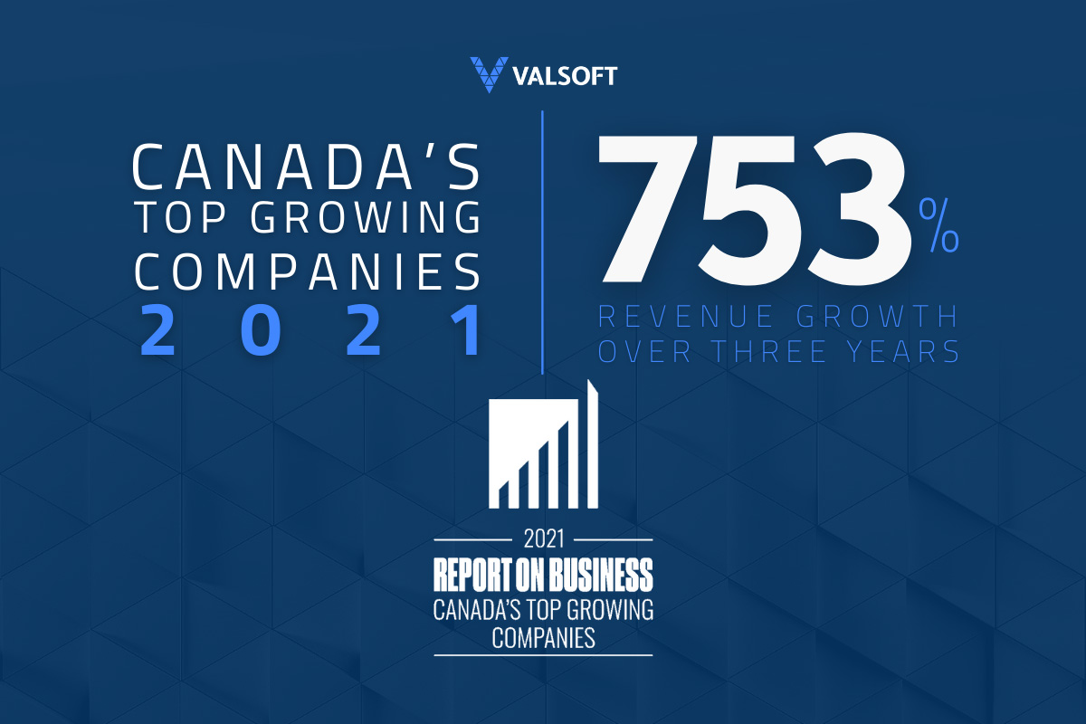 Valsoft recognized by the Globe and Mail as one of Canada's top growing companies